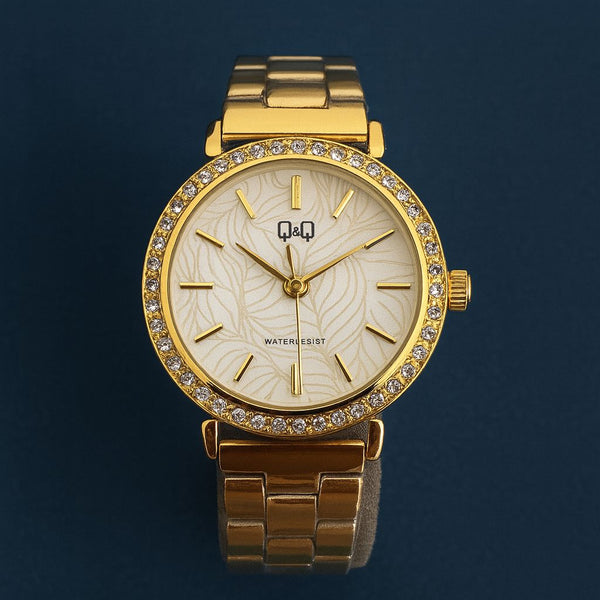RELOJ MUJER - Q&Q CIRCONES DORADO
