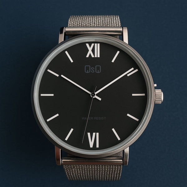 RELOJ HOMBRE- Q&Q MALLA PLATEADO